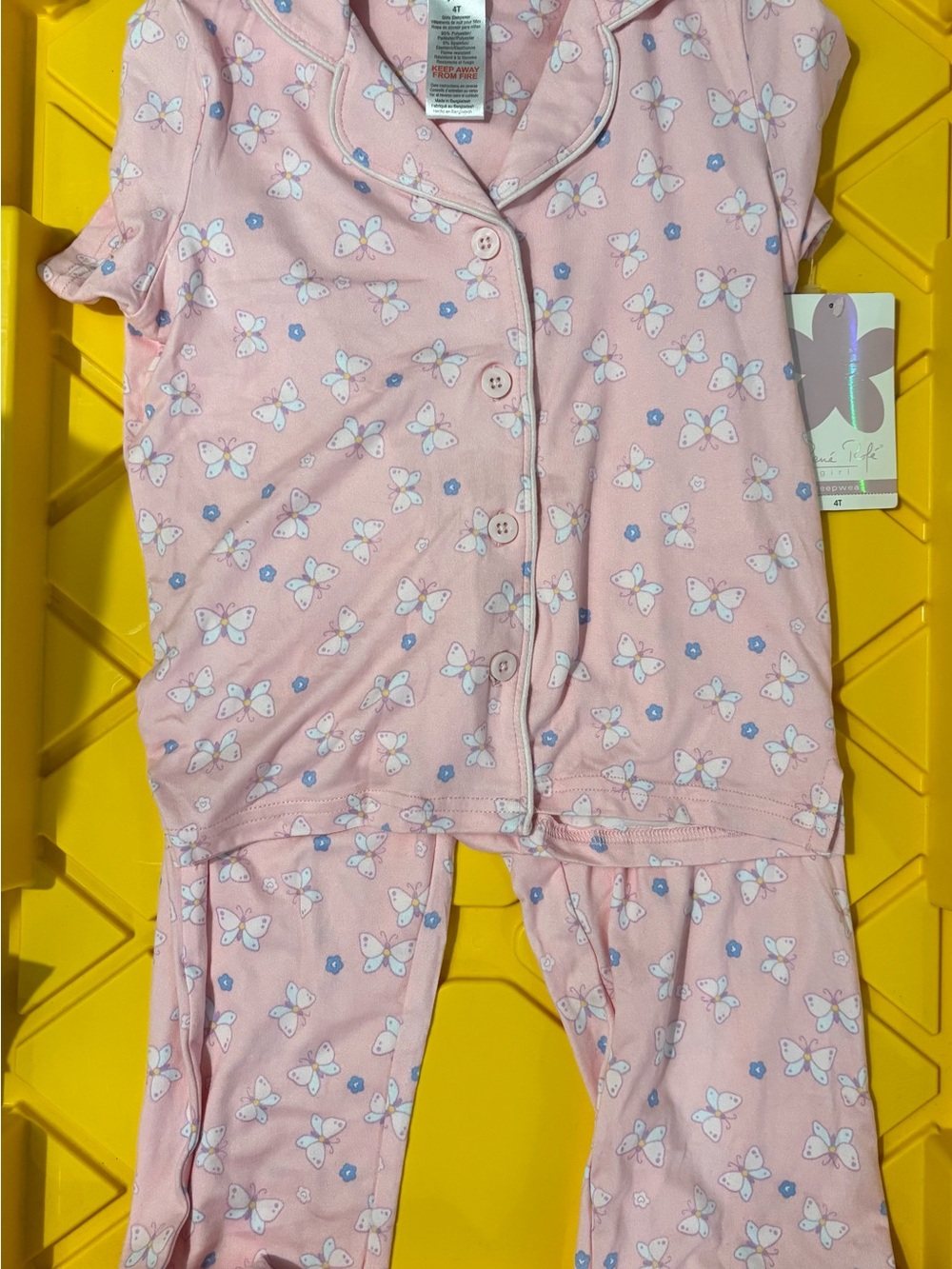 Kids Pink Butterfly Pajama Set - Brand: